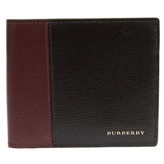 バーバリー(BURBERRY)のバーバリー／BURBERRY 財布 ウォレット メンズ 男性 男性用レザー 革 本革 ブラック 黒  小銭入れなし 札入れ 二つ折り バイカラー(長財布)