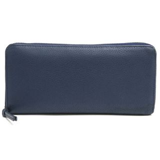 イーラ／ERA. 長財布 財布 ウォレット メンズ 男性 男性用レザー 革 本革 ネイビー 紺  L001 BUBBLE CALF ROUND SLIM WALLET 小銭入れあり ラウンドジップ ラウンドファスナー シボ革 シュリンクレザー(長財布)