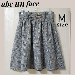 アーベーセーアンフェイス(abc une face)の【美品】abc un face フリルバックルベルト グレンチェックスカート M(ひざ丈スカート)