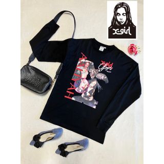 エックスガール(X-girl)のx-girl   A A L I Y A H  ロンT  ブラック(Tシャツ(長袖/七分))