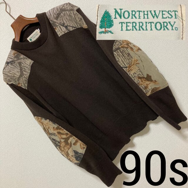 90s■NORTHWEST TERRITORY■リアルツリーパッチニットセーター