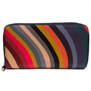 ポールスミス(Paul Smith)のポールスミス／Paul Smith 長財布 財布 ウォレット メンズ 男性 男性用レザー 革 本革 ネイビー 紺  WTXC4609 W920 MULTI STRIPE マルチストライプ レインボーストライプ ユニセックス 男女兼用 ラウンドジップ ラウンドファスナー 定番(長財布)