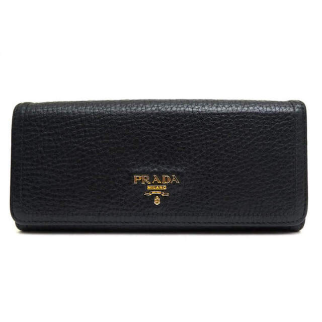 プラダ／PRADA 長財布 財布 ウォレット レディース 女性 女性用レザー 革 本革 ブラック 黒 1M1132 Vitello Daino  Leather Long Continental Wallet コンチネンタルウォレット シボ革 シュリンクレザー 小銭入れあり | フリマアプリ  ラクマ