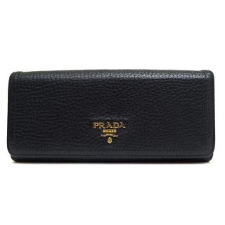 プラダ(PRADA)のプラダ／PRADA 長財布 財布 ウォレット レディース 女性 女性用レザー 革 本革 ブラック 黒  1M1132 Vitello Daino Leather Long Continental Wallet コンチネンタルウォレット シボ革 シュリンクレザー 小銭入れあり(財布)