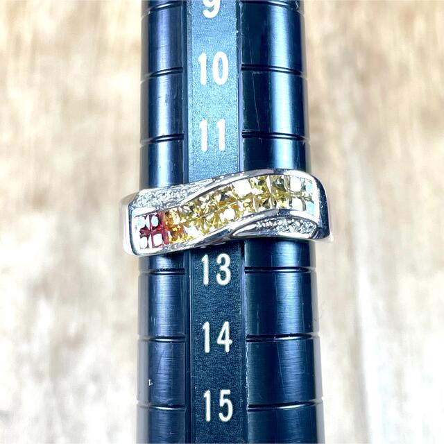 美しいグラデーション!k18WG サファイア ダイヤリング 3.93g M970