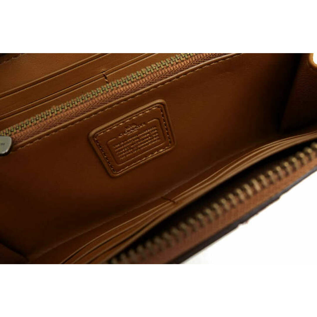 コーチ/COACH 長財布 財布 ウォレット メンズ 男性 男性用レザー 革 本革 ブラウン 茶 F57463 Accordion Zip Wallet In Glovetanned Calf Leather ストライプ 小銭入れあり ラウンドジップ ラウンドファスナー