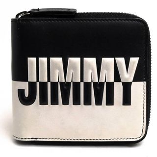 ジミーチュウ(JIMMY CHOO)のジミーチュウ／Jimmy Choo 財布 ウォレット メンズ 男性 男性用レザー 革 本革 ブラック 黒  LAWRENCE BBM 183 BLACK WHITE 小銭入れあり 二つ折り ラウンドジップ ラウンドファスナー(長財布)