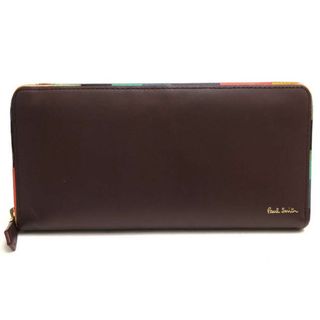 ポールスミス(Paul Smith)のポールスミス／Paul Smith 長財布 財布 ウォレット メンズ 男性 男性用レザー 革 本革 レッド ブラウン 赤 茶  PSC517 ARTIST STRIPE POP LONG ZIP WALLET アーティストストライプ ストライプ 小銭入れあり ラウンドジップ ラウンドファスナー(長財布)