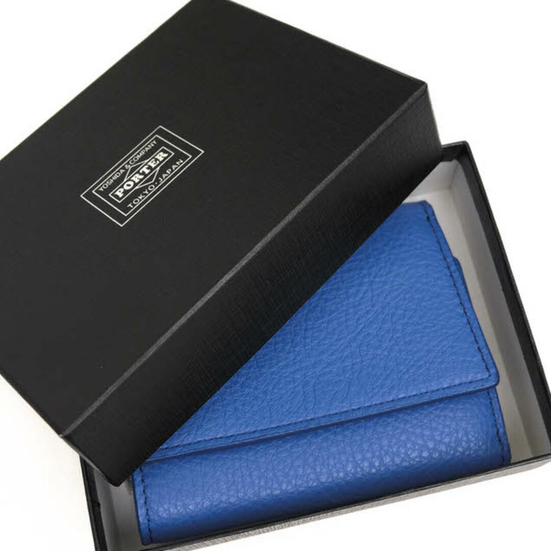 ポーター 吉田カバン/PORTER 財布 ウォレット メンズ 男性 男性用レザー 革 本革 ブルー 青 029-03887 ARRANGE WALLET アレンジ コンパクトウォレット 小銭入れあり 三つ折り シボ革 シュリンクレザー