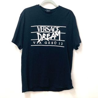 ヴェルサーチ(VERSACE)のヴェルサーチ VERSACE DREAMドリーム ロゴ トップス アパレル 半袖Ｔシャツ コットン ブラック(Tシャツ/カットソー(半袖/袖なし))