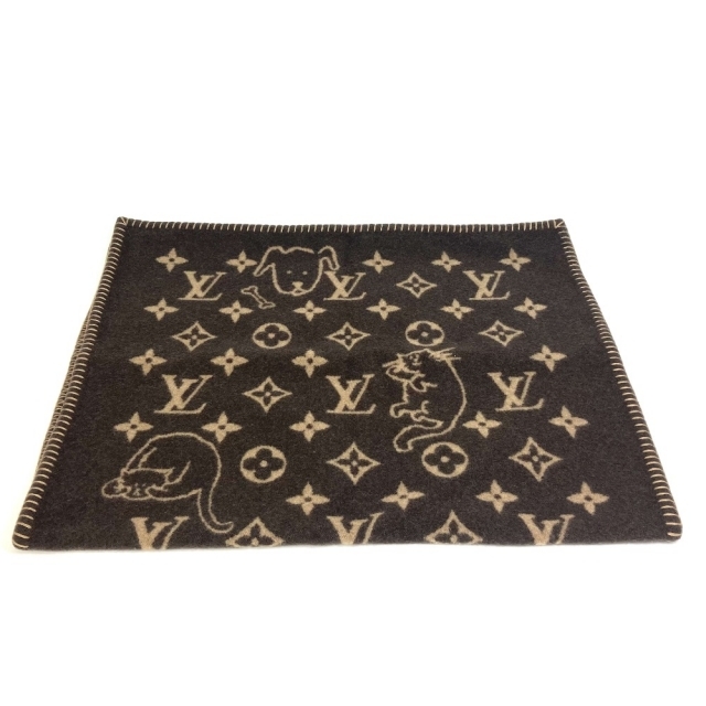 LOUIS VUITTON(ルイヴィトン)のルイヴィトン LOUIS VUITTON クヴェルチュール スモール キャットグラム MP2260 インテリア 毛布 猫 ブランケット ウール/カシミヤ ブラウン 新品同様 インテリア/住まい/日用品のインテリア/住まい/日用品 その他(その他)の商品写真