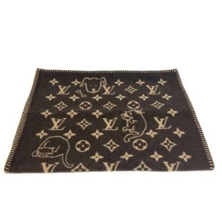 ルイヴィトン(LOUIS VUITTON)のルイヴィトン LOUIS VUITTON クヴェルチュール スモール キャットグラム MP2260 インテリア 毛布 猫 ブランケット ウール/カシミヤ ブラウン 新品同様(その他)