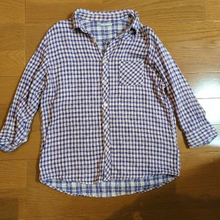 ジーユー(GU)の七分袖シャツ　チェックパープル(Tシャツ/カットソー(七分/長袖))