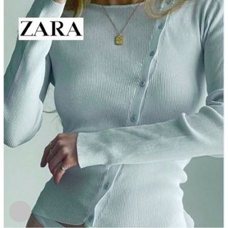 ザラ(ZARA)のニットラップカーディガン　薄手 長袖　Tシャツ　カーディガンにも vネック 上品(Tシャツ(長袖/七分))