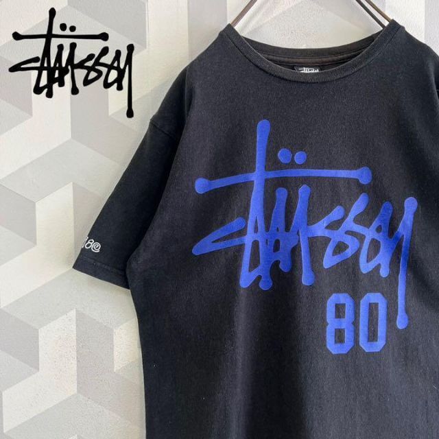 Stussy ステューシー Tシャツ ビッグロゴプリントデザイン 古着 黒-