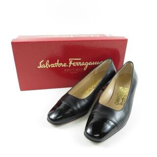 フェラガモ(Ferragamo)のフェラガモ パンプス  5(22.5) レザー ヒール 靴 黒 AU888C(ハイヒール/パンプス)