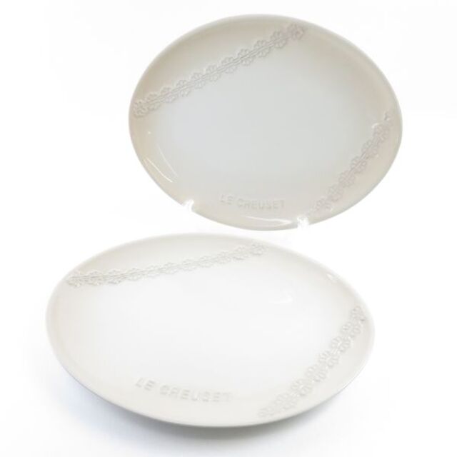 LE CREUSET - ルクルーゼ レースレリーフ オーバル皿 2枚 LE CREUSET - ルクルーゼ レースレリーフ オーバル皿 2枚