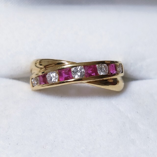 ダイヤモンド×ルビー リング K18YG 0.33ct 0.14ct 2.6g cinema.sk