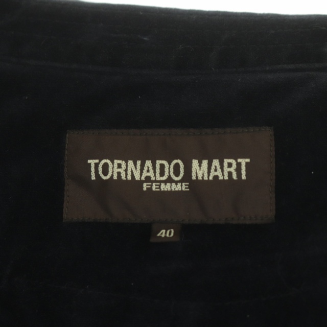 TORNADO MART FEMME(トルネードマートファム)のトルネードマート ファム ベロアトレンチコート ロング ダブル 総裏地 40 黒 レディースのジャケット/アウター(トレンチコート)の商品写真