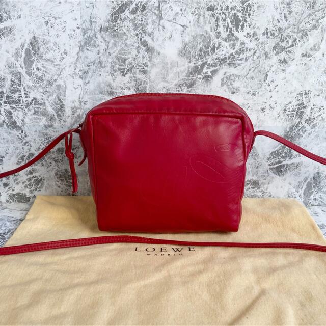 極美品 LOEWE ロエベ アナグラム ショルダーバッグ レッド レディース