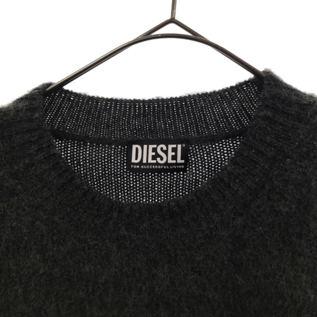 DIESEL(ディーゼル)のDIESEL ディーゼル K-PUEBLO-A04080 0QDAI プルオーバー ストライプニット セーター チャコールグレー メンズのトップス(ニット/セーター)の商品写真