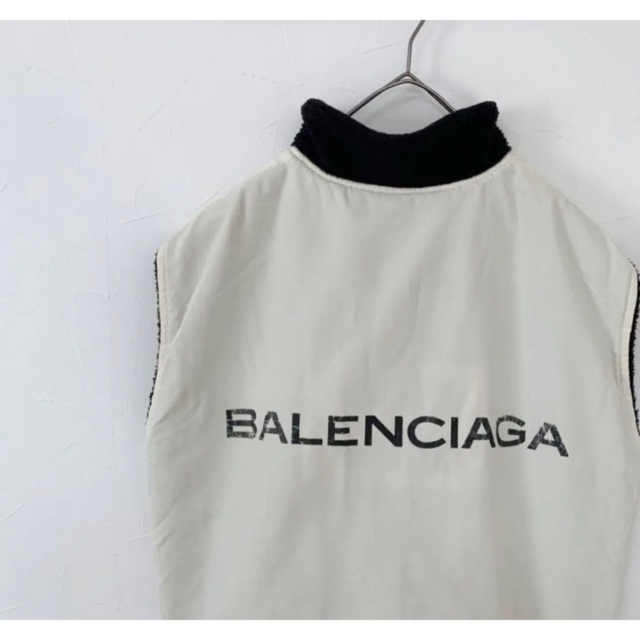 BALENCIAGA バレンシアガ リバーシブル ボア フリース ベスト ロゴ