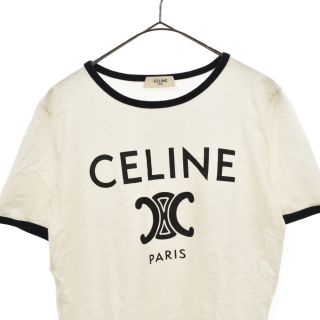 celineセリーヌ　黒ロゴリベットTシャツ　新品白ホワイト　男女兼用サイズ