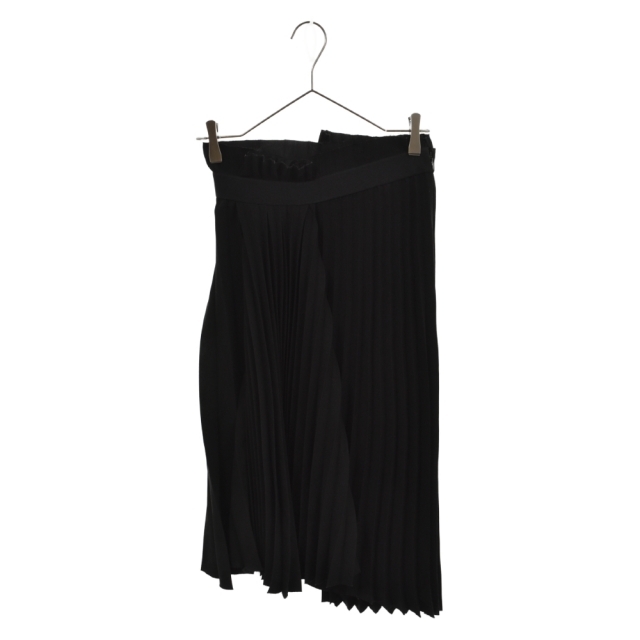 BALENCIAGA バレンシアガ FANCY PLEATS SKIRT ファンシープリーツ ドレープ スカート ロゴ入りベルト アシンメトリー ブラック 503052TYD15