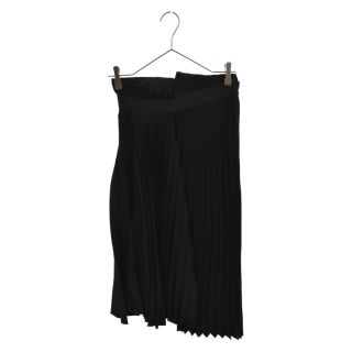 バレンシアガ(Balenciaga)のBALENCIAGA バレンシアガ FANCY PLEATS SKIRT ファンシープリーツ ドレープ スカート ロゴ入りベルト アシンメトリー ブラック 503052TYD15(ロングスカート)