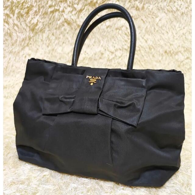 PRADA - 【美品✨】PRADA トートバッグ ナイロン レザー リボン 黒