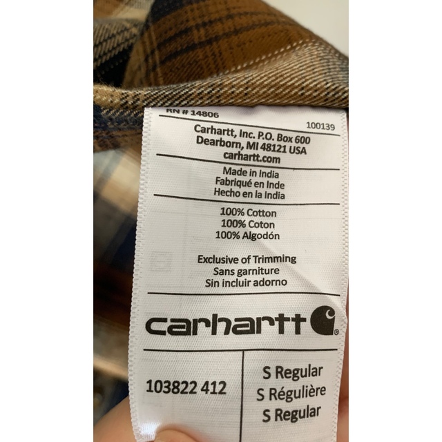 【Carhartt】【チェックシャツ】ワンポイントロゴ　S
