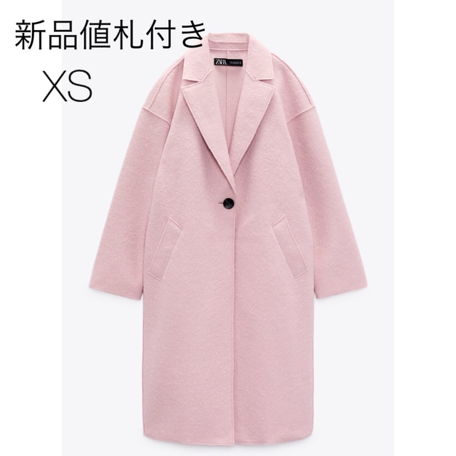 ZARA(ザラ)の新品値札付き ZARA テクスチャー入り生地コート XS レディースのジャケット/アウター(チェスターコート)の商品写真