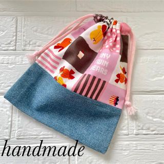 最終SALE★ handmade 巾着　給食袋　ルルロロ(外出用品)