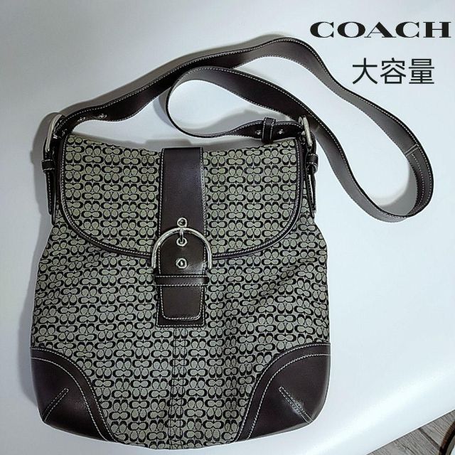 COACH - 美品 コーチ ショルダーバッグ シグネチャー 大容量 ブラック