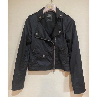 ムルーア(MURUA)の【美品】MURUA ムルーア ナイロン スタッズ ダブルライダースジャケット 黒(ライダースジャケット)