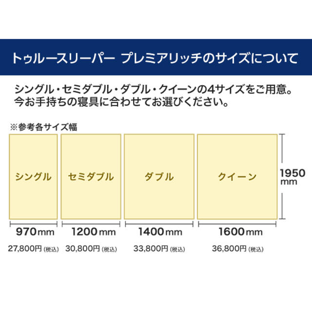 【2年間延長保証】トゥルースリーパー プレミアリッチ　セミダブル　新品未使用 インテリア/住まい/日用品のベッド/マットレス(マットレス)の商品写真