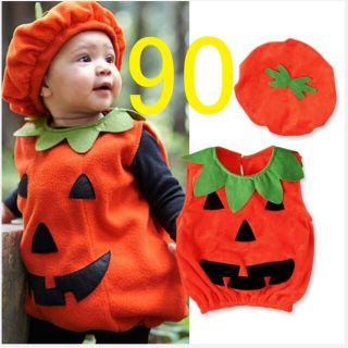 ハロウィン コスプレ キッズ ベビー　子供　パンプキン　ロンパース 男女 90(その他)
