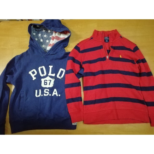 POLO RALPH LAUREN(ポロラルフローレン)の【ラルフローレン】ニットトレーナー・クラッシックパーカー 140cm2点セット キッズ/ベビー/マタニティのキッズ服男の子用(90cm~)(ジャケット/上着)の商品写真