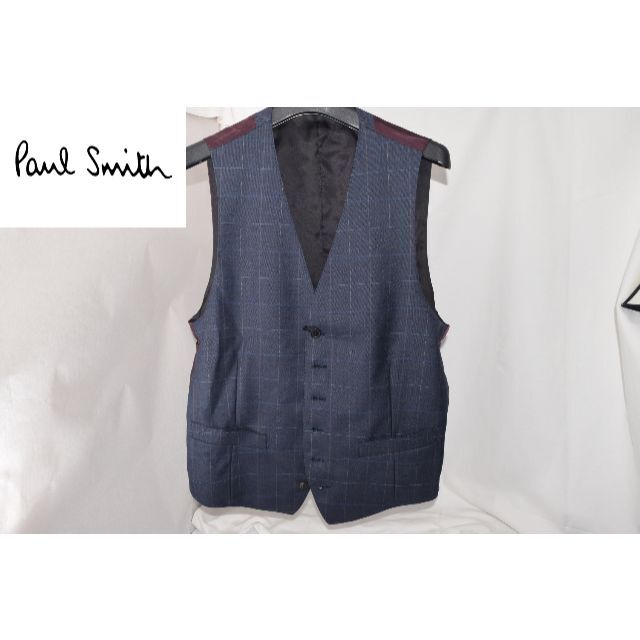 新品☆Paul Smith ＆ WOVEN  オーバーチェックベスト☆紺☆L