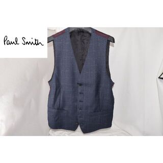 新品☆Paul Smith ＆ WOVEN  オーバーチェックベスト☆紺☆L