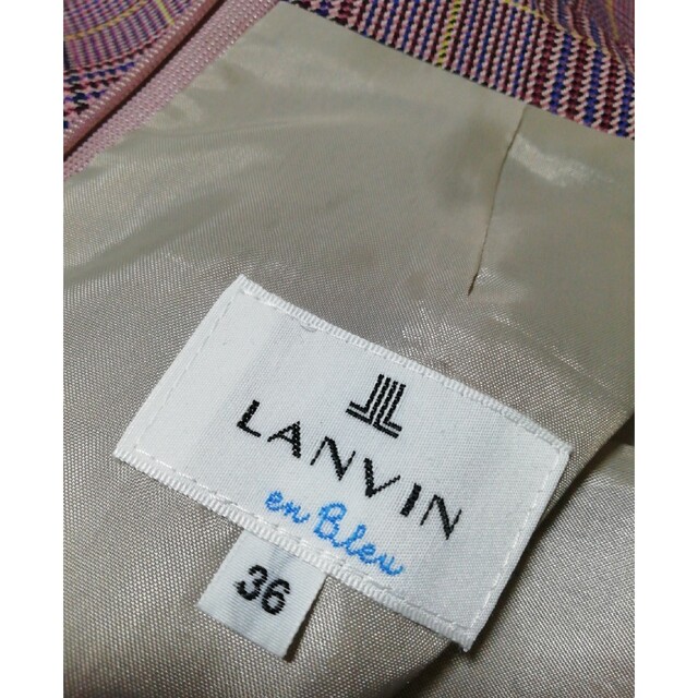 LANVIN en Bleu(ランバンオンブルー)のランバンオンブルー　グレンチェックワンピース　36 レディースのワンピース(ひざ丈ワンピース)の商品写真