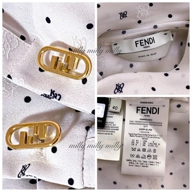 FENDI フェンディ ロゴ シルバー金具 ワンピース-