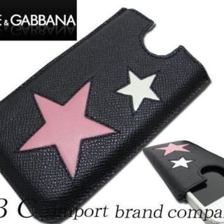 ドルチェアンドガッバーナ(DOLCE&GABBANA)のDOLCE&GABBANA★iPhone4・4S レザーケース黒×白桃(iPhoneケース)