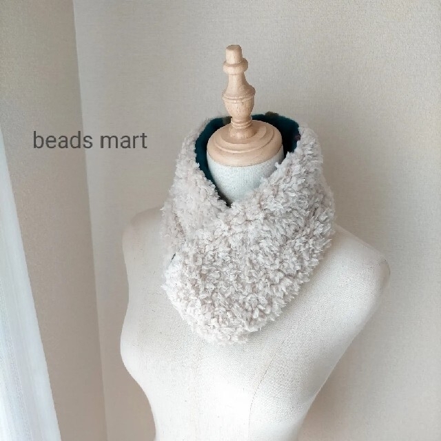 beads mart ハンドメイド マフラー CAドット 水玉 BL×LBE ハンドメイドのファッション小物(マフラー/ストール)の商品写真