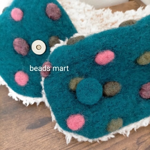 beads mart ハンドメイド マフラー CAドット 水玉 BL×LBE ハンドメイドのファッション小物(マフラー/ストール)の商品写真