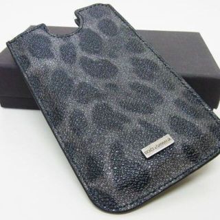 ドルチェアンドガッバーナ(DOLCE&GABBANA)のドルガバ★ iPhone4・4S 革ケース黒レオパードケースブラック(iPhoneケース)