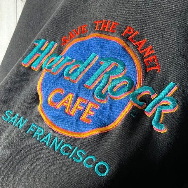【USA製 L 90s】ハードロックカフェ サンフランシスコ 刺繍 スウェット