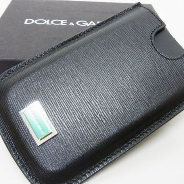 DOLCE&GABBANA iPhone4・4Sロゴプレート革ケース黒