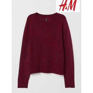 エイチアンドエム(H&M)のH&M ニット 長袖セーター 赤 レッド ダークブルーメランジ(ニット/セーター)
