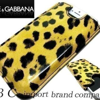 ドルチェアンドガッバーナ(DOLCE&GABBANA)のDOLCE&GABBANA iPhone4・4S用革ケース豹柄イエロー(iPhoneケース)